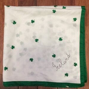 Ireland Shamrock Scarf - White with Green Trim